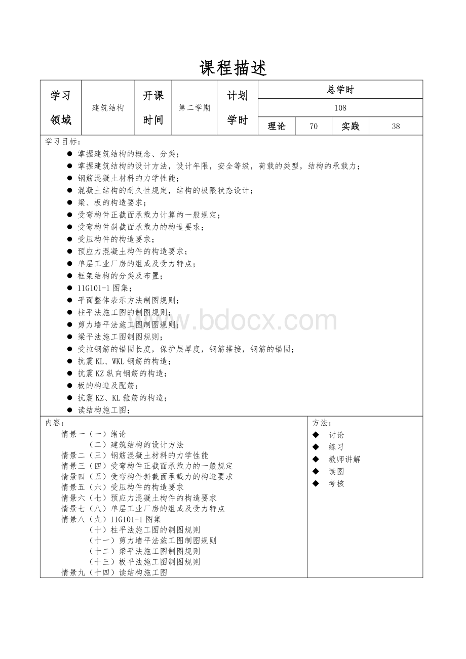 建筑结构课程标准.doc_第1页