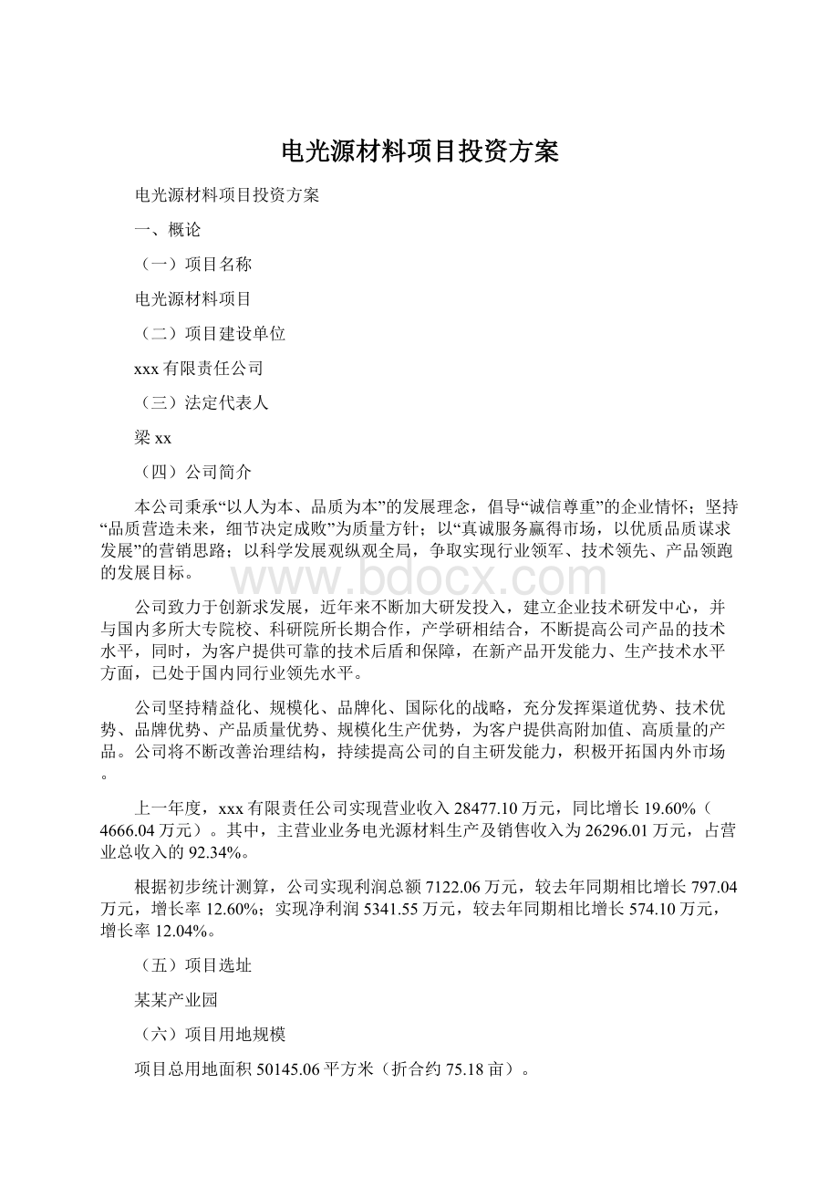 电光源材料项目投资方案.docx