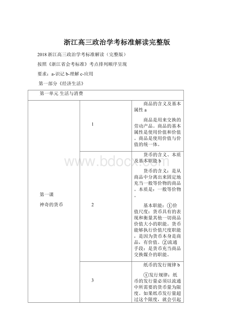 浙江高三政治学考标准解读完整版.docx
