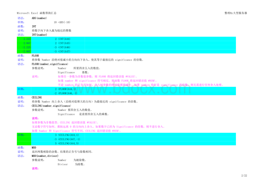 EXCEL函数公式大全表格文件下载.xls_第2页