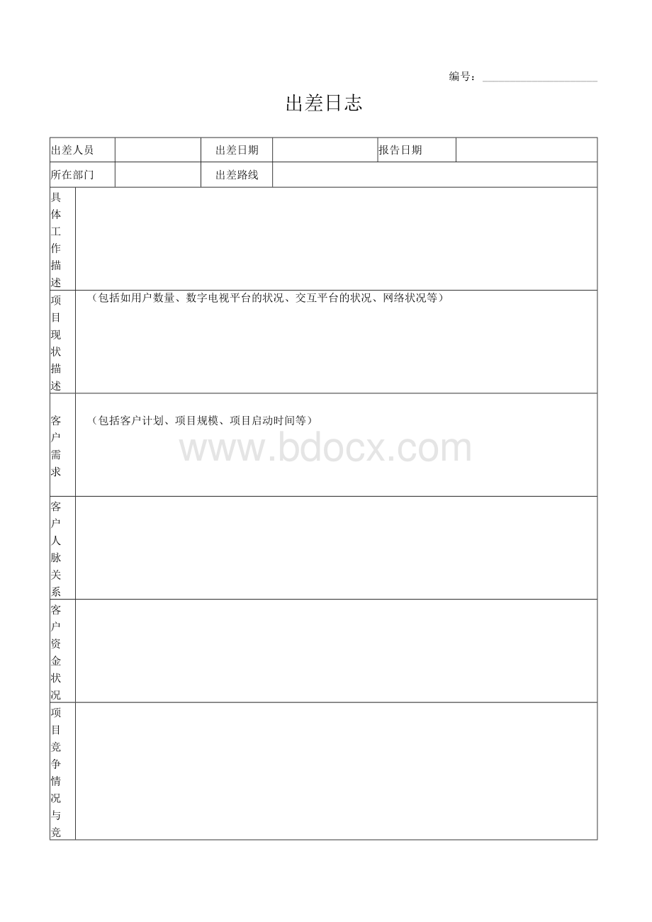 出差日志模板Word文档下载推荐.docx_第1页