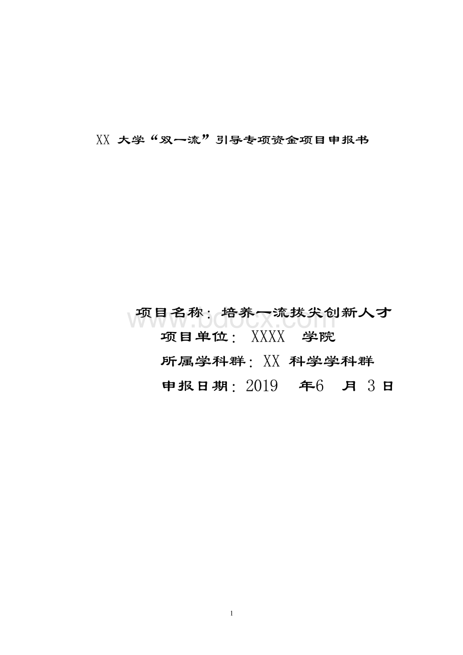 大学“双一流”引导专项资金项目申报书.docx_第1页