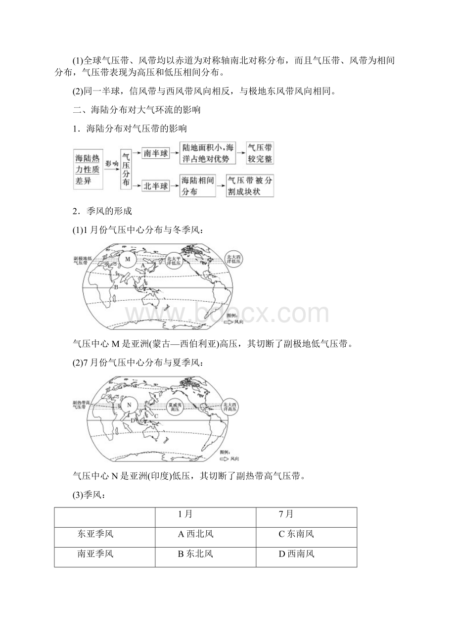 版高考地理第二章自然地理环境中的物质运动和能量交换第二讲大气环流精选教案Word格式.docx_第2页