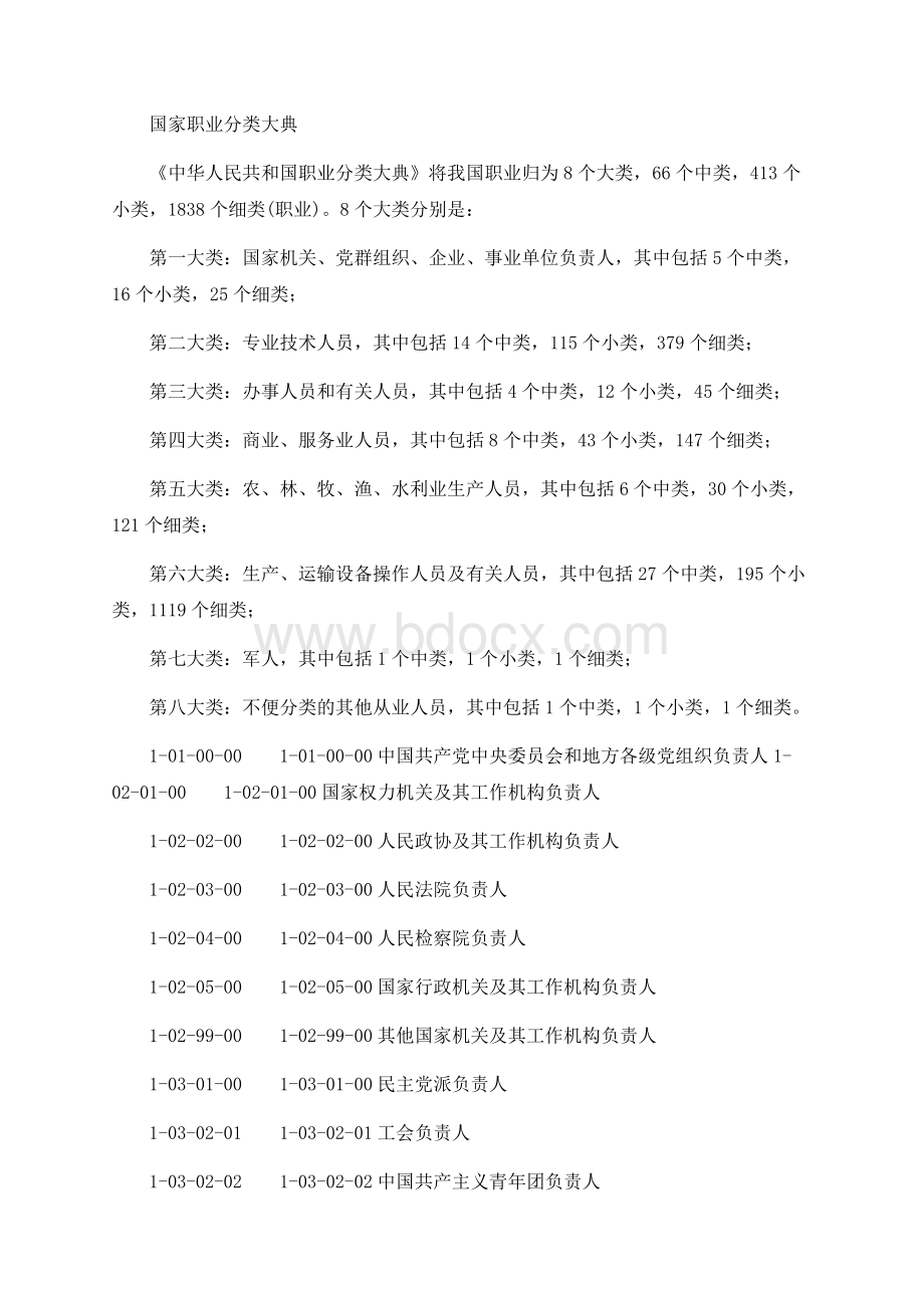 国家职业分类大典Word文件下载.docx_第1页