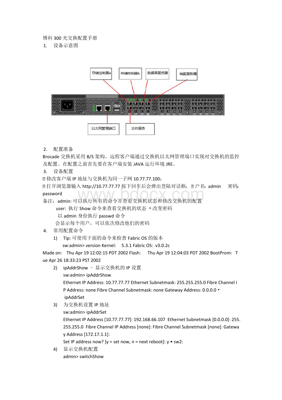 博科光纤交换机基本配置Word格式文档下载.docx