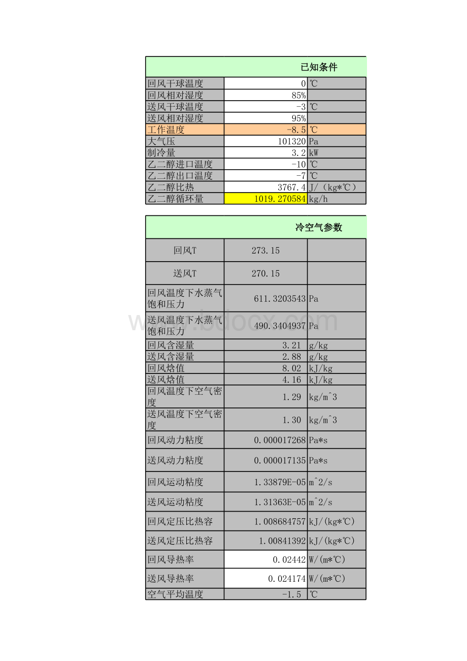 冷风机设计计算(乙二醇)表格文件下载.xls_第1页