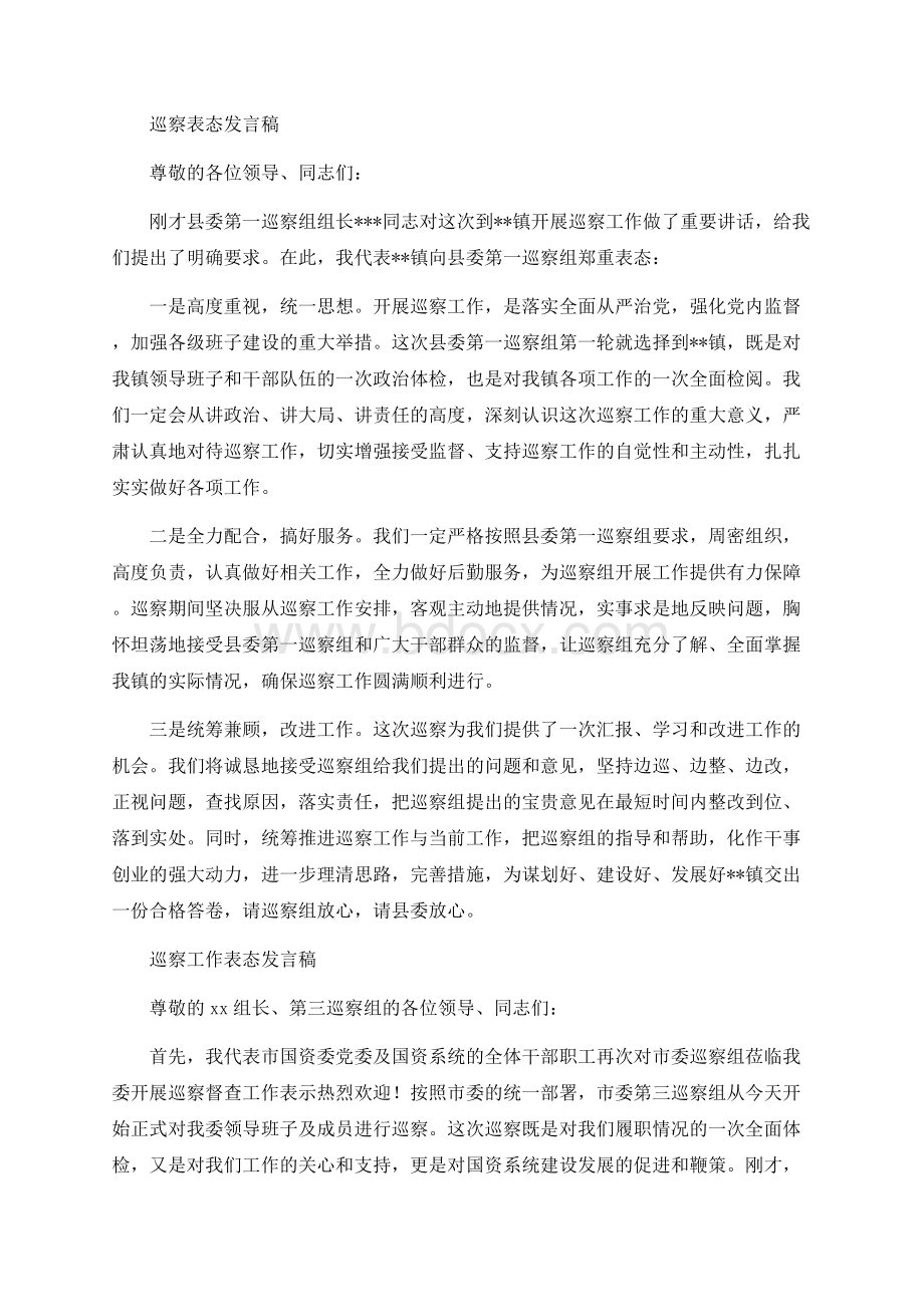 巡察工作表态发言稿（3）文档格式.docx