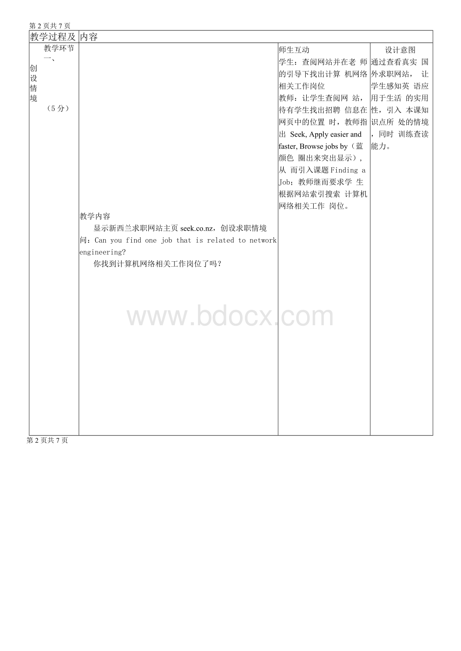 全国“创新杯”英语类说课大赛课件特等奖作品：《Finding a Job》教学设计1文档格式.docx_第2页