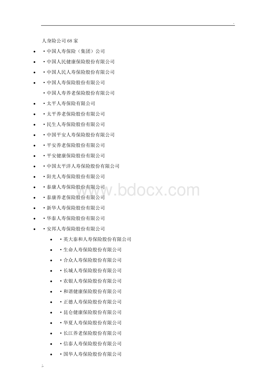 保险公司名录文档格式.doc_第1页