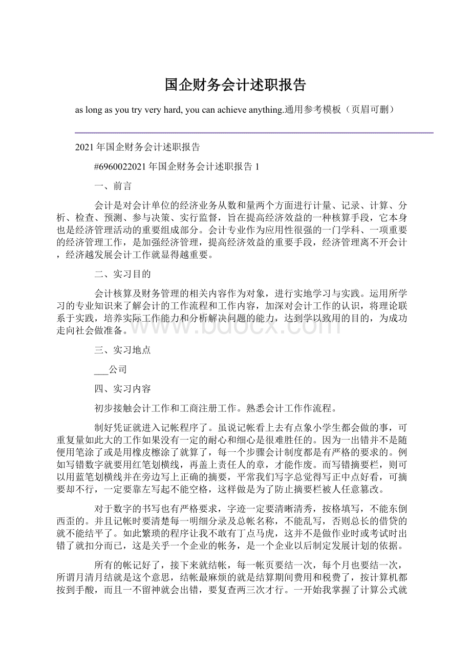 国企财务会计述职报告Word下载.docx_第1页