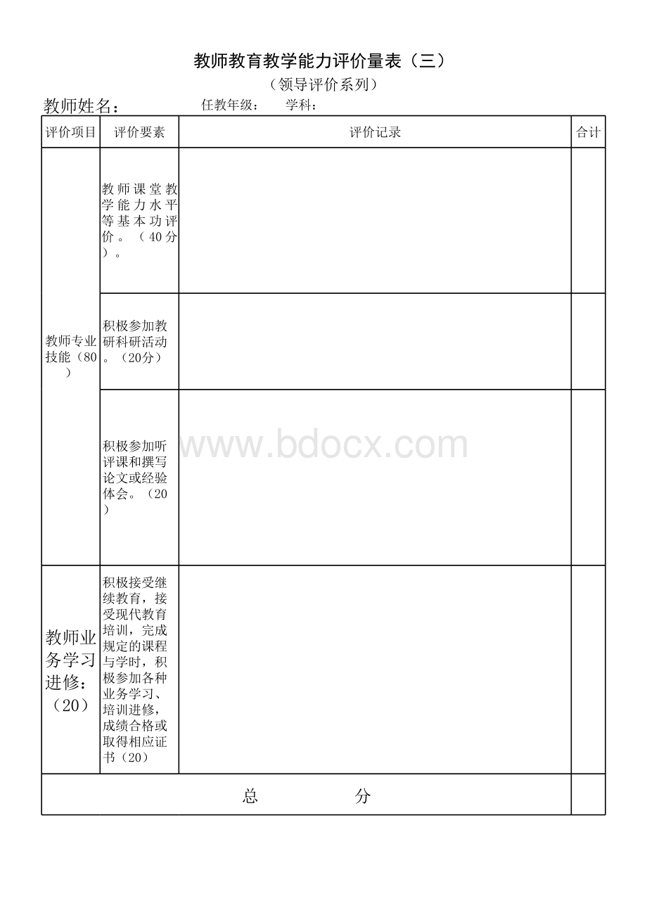 教师教育教学能力评价量表一.xls_第3页