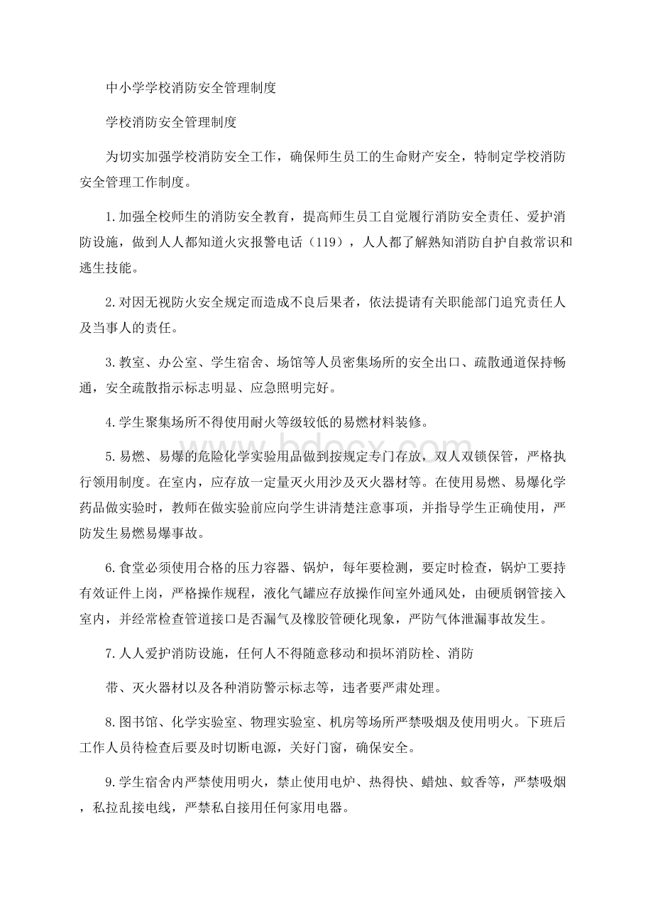 中小学学校消防安全管理制度文档格式.docx