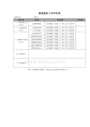 弱电工程维保项目及保养记录考核表Word文档格式.doc