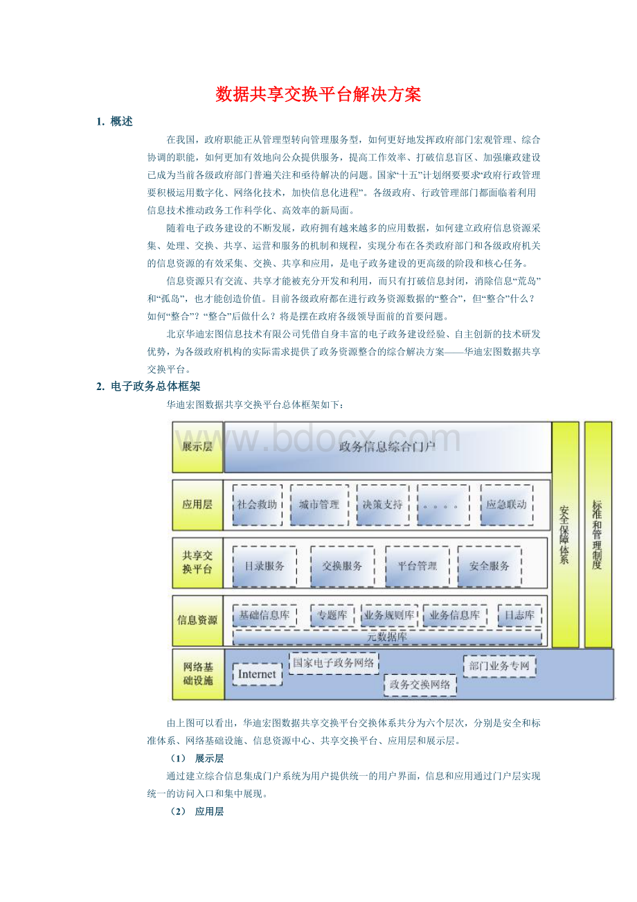 数据共享交换平台解决方案Word文档下载推荐.docx