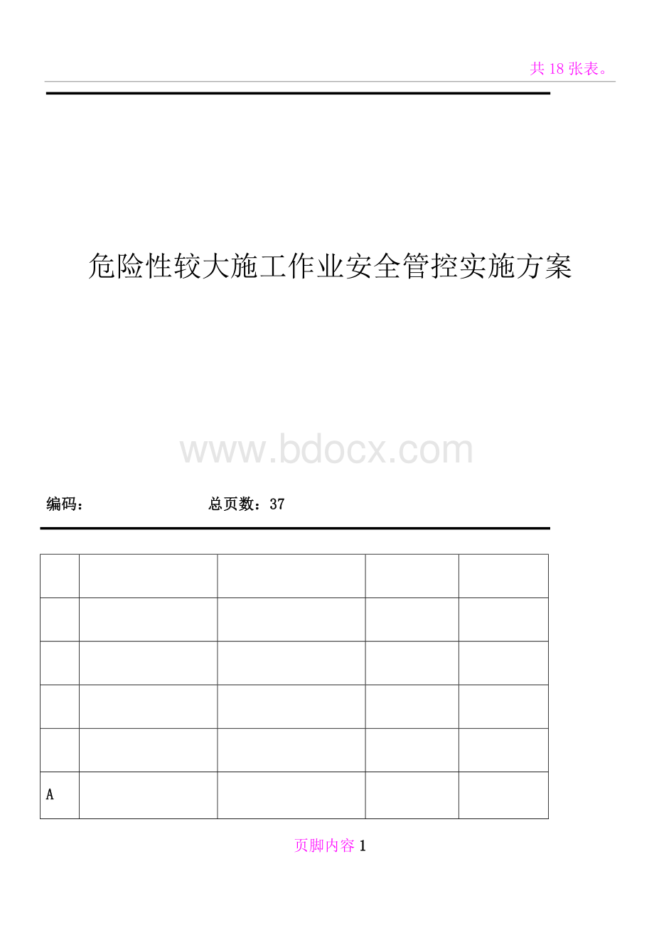 危险性较大施工作业安全管控方案.doc