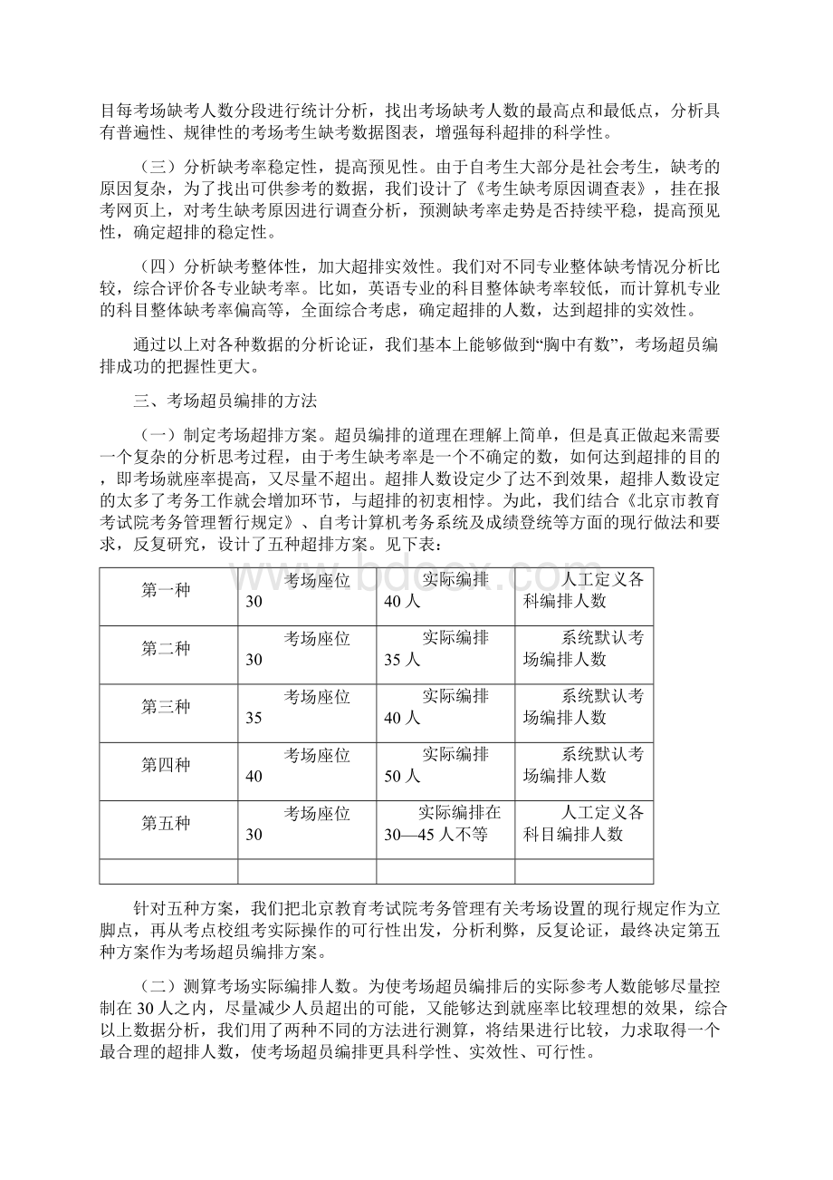 高等教育自学考试考场超员编排的探究与推广自学考试分会Word格式文档下载.docx_第2页