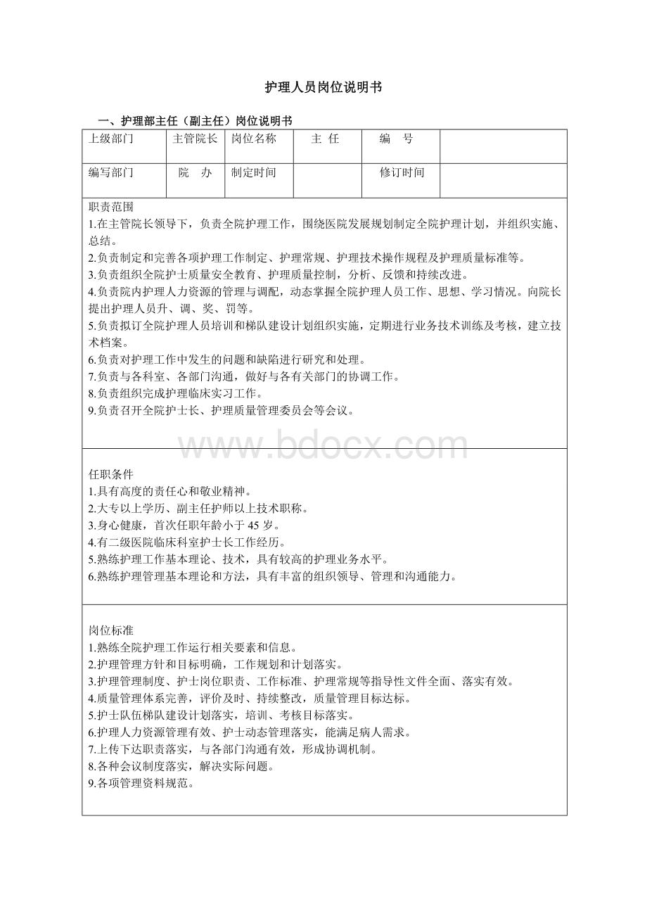 各级护理人员岗位说明书.doc_第1页