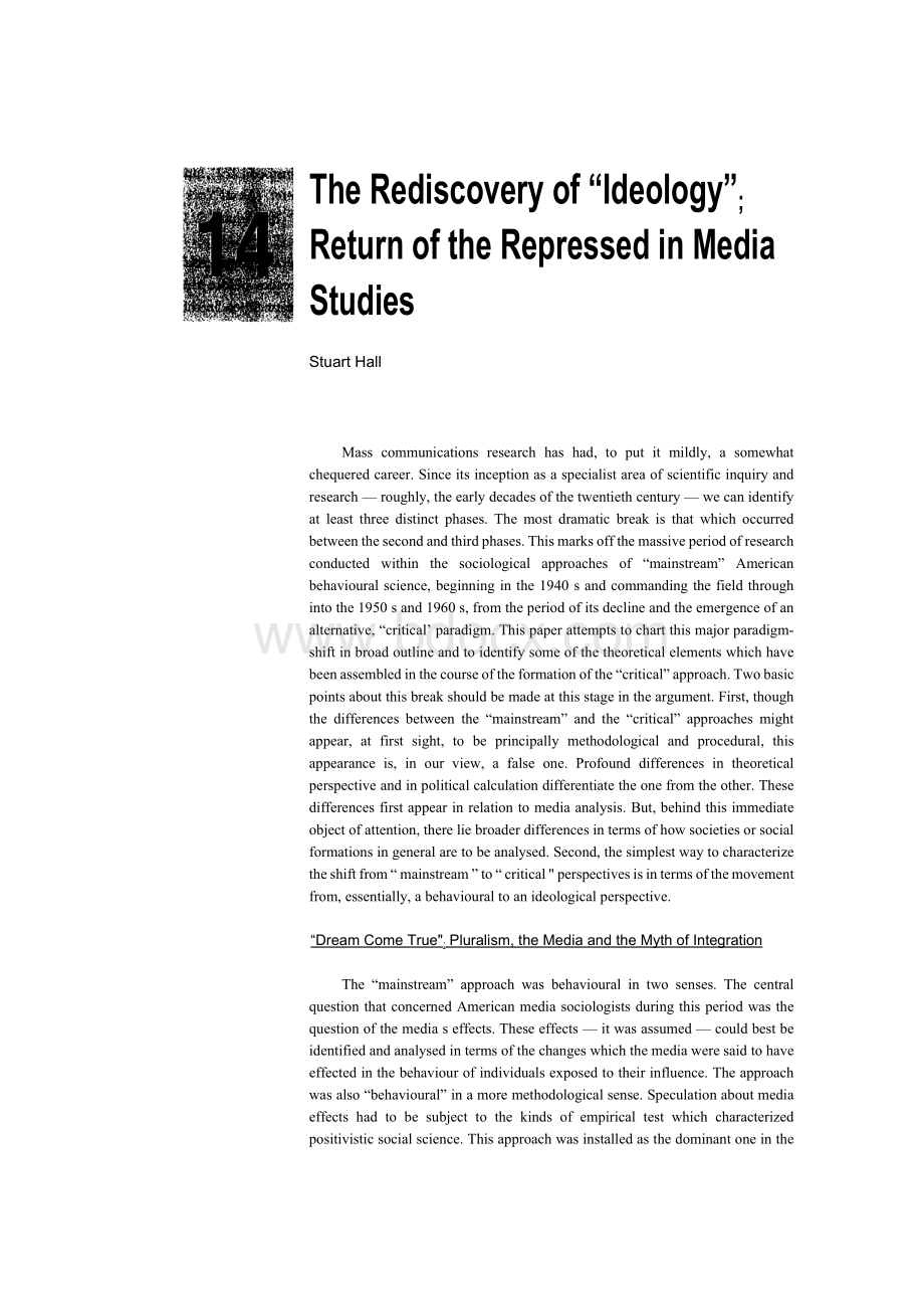 15 the rediscovery of ideology return of the repressed in media studiesWord下载.docx_第1页