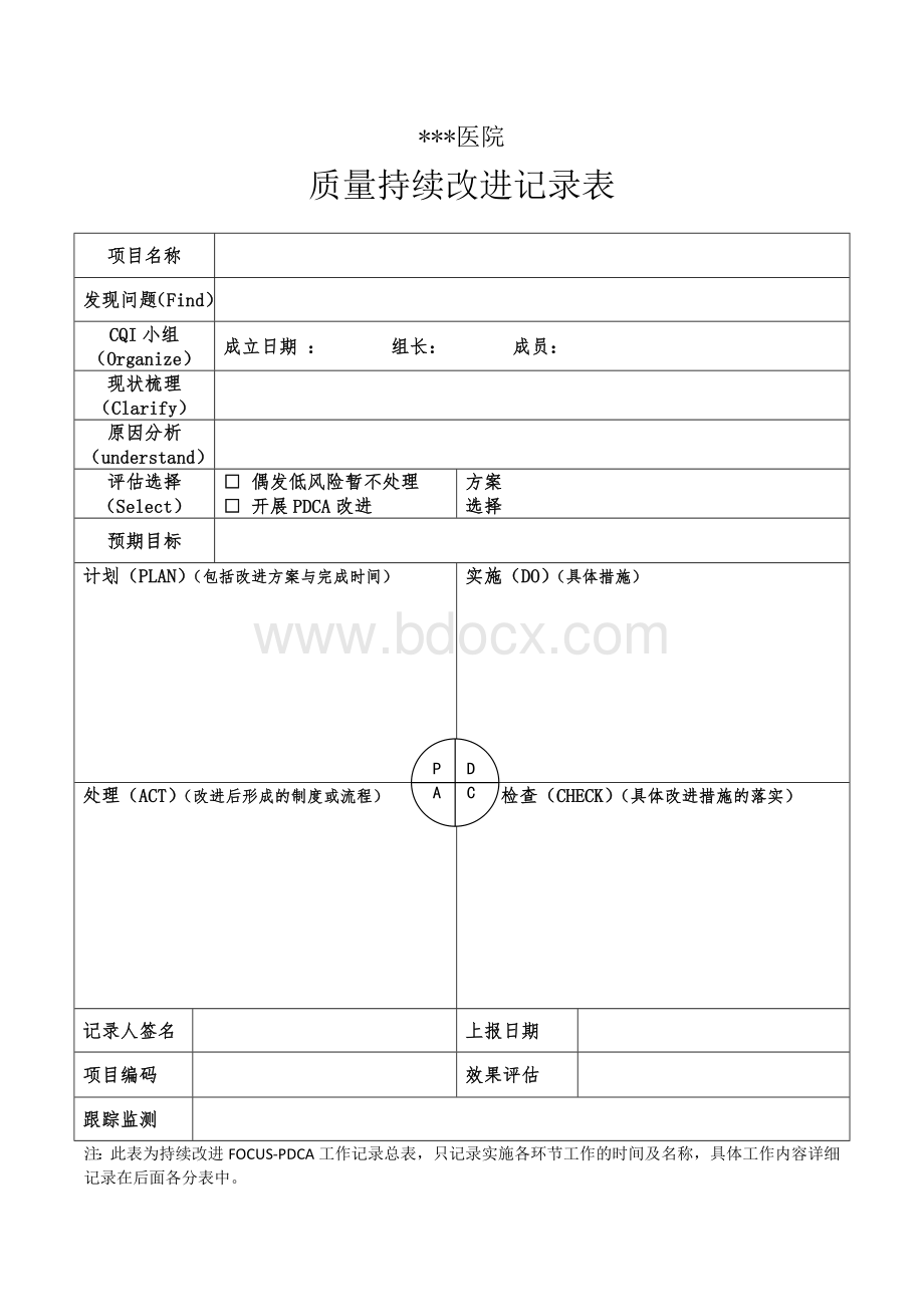 PDCA持续改进记录表_精品文档Word文档下载推荐.docx