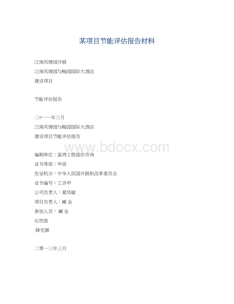 某项目节能评估报告材料.docx