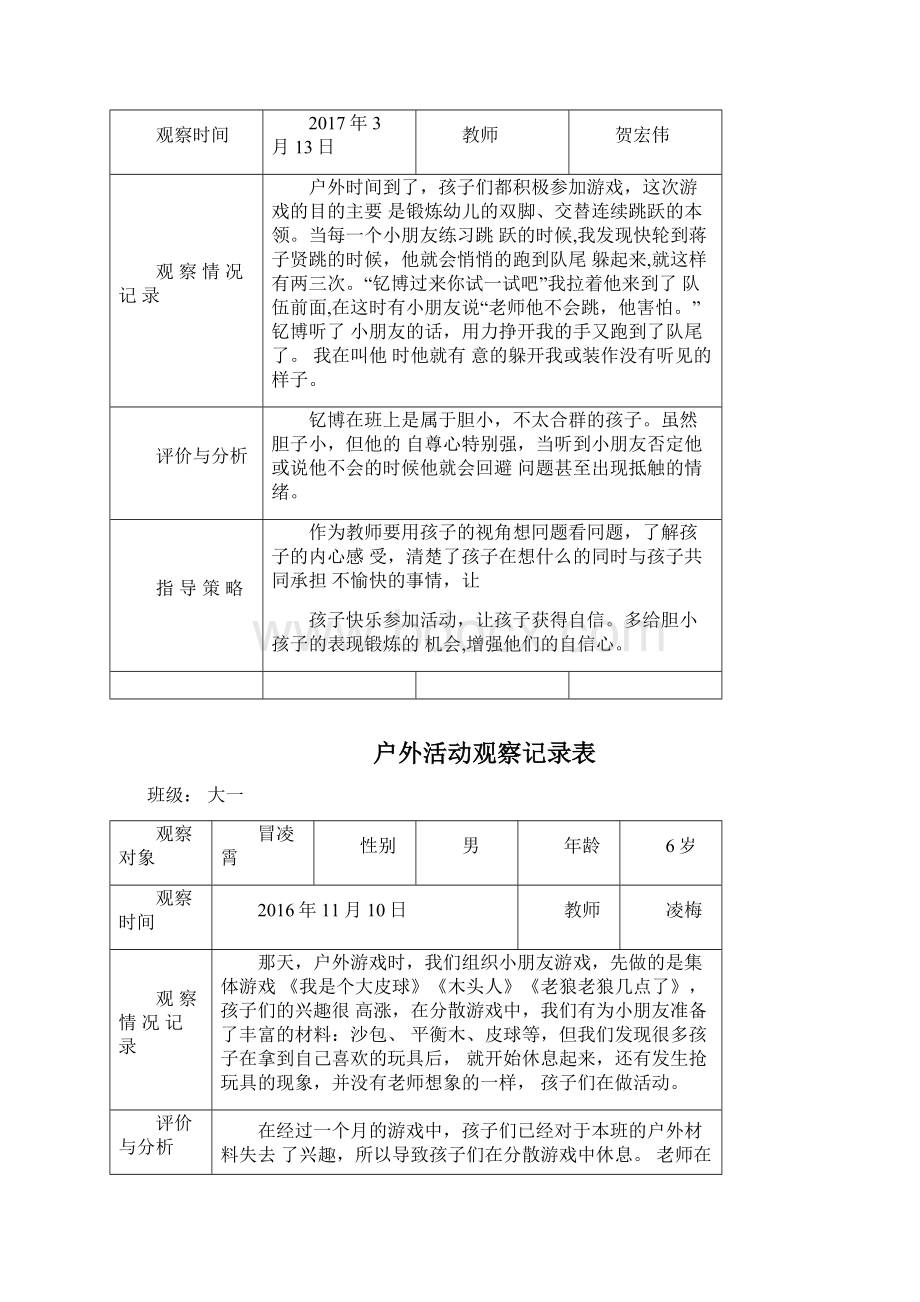 幼儿园户外活动观察记录文本表文档格式.docx_第2页