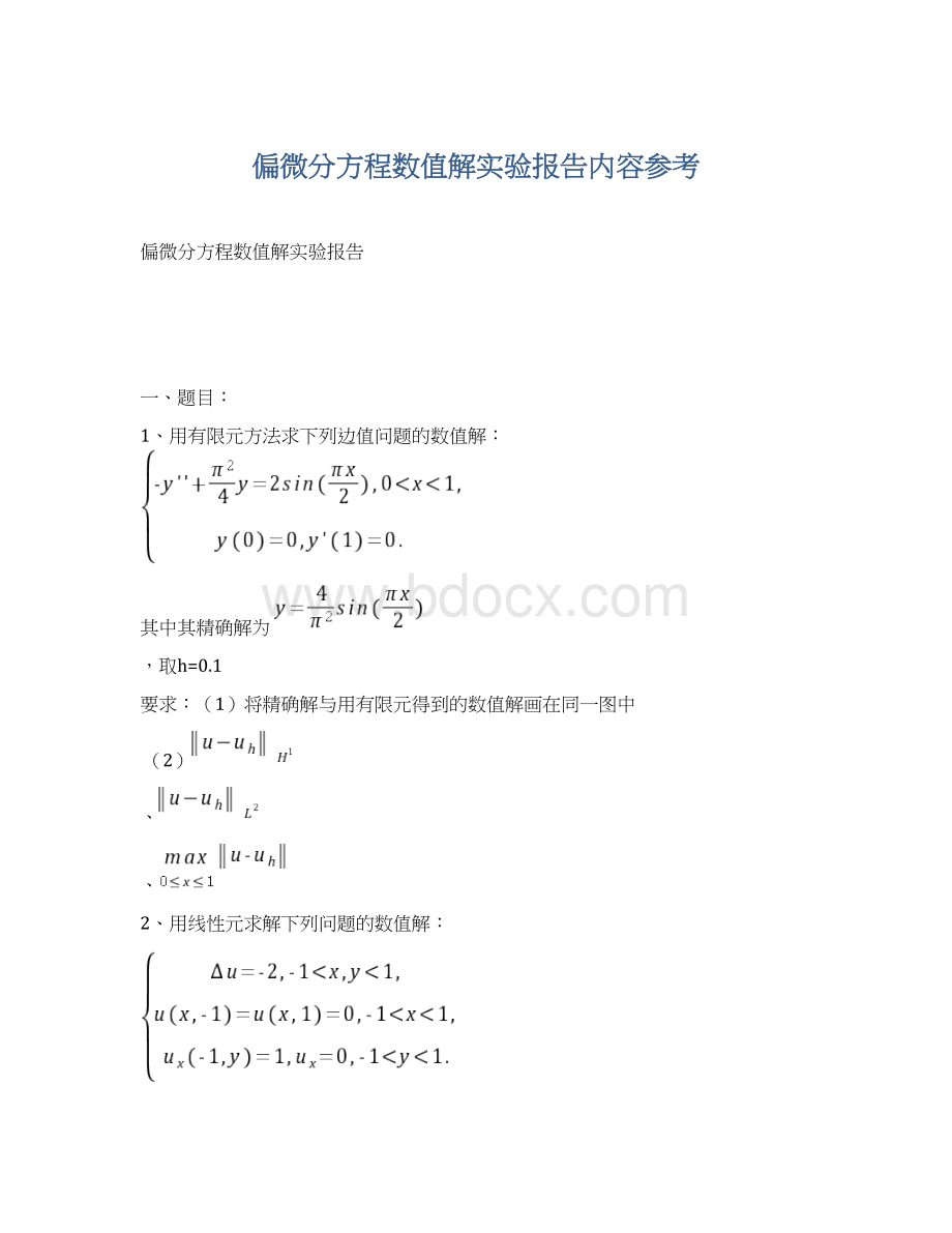 偏微分方程数值解实验报告内容参考.docx