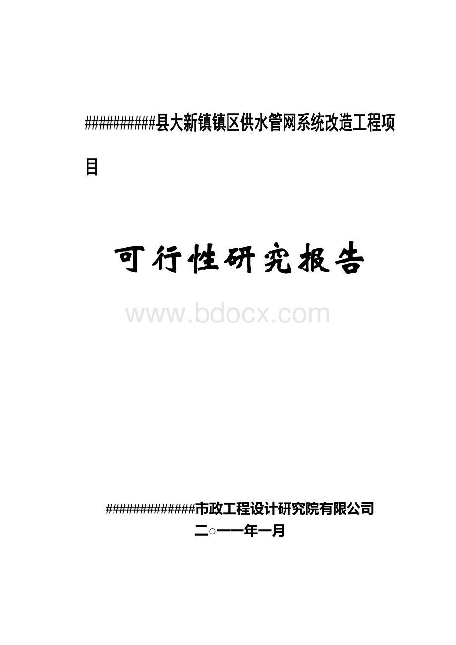 镇区供水管网系统工程项目可行性研究报告Word格式文档下载.doc