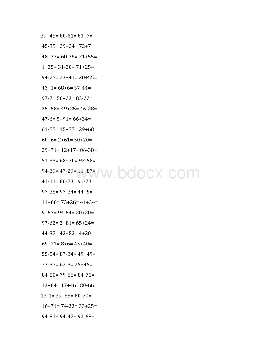 一年级100以内加减法口算题1000道A4直接打印1文档格式.docx_第3页