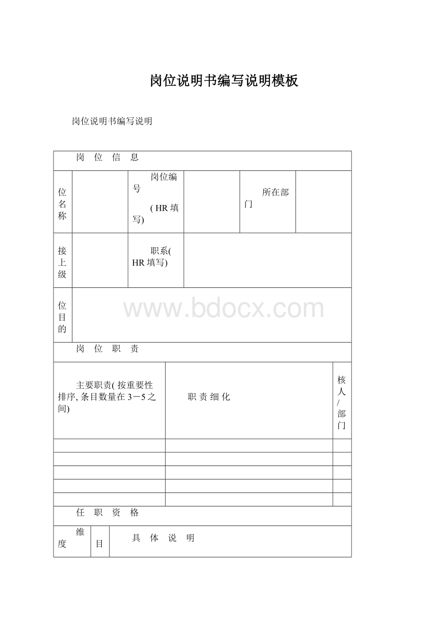 岗位说明书编写说明模板Word下载.docx