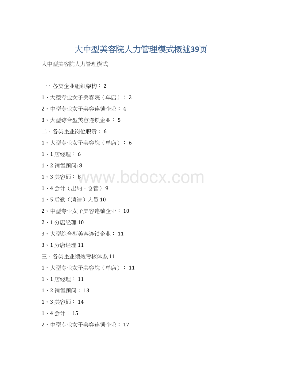 大中型美容院人力管理模式概述39页Word文档下载推荐.docx