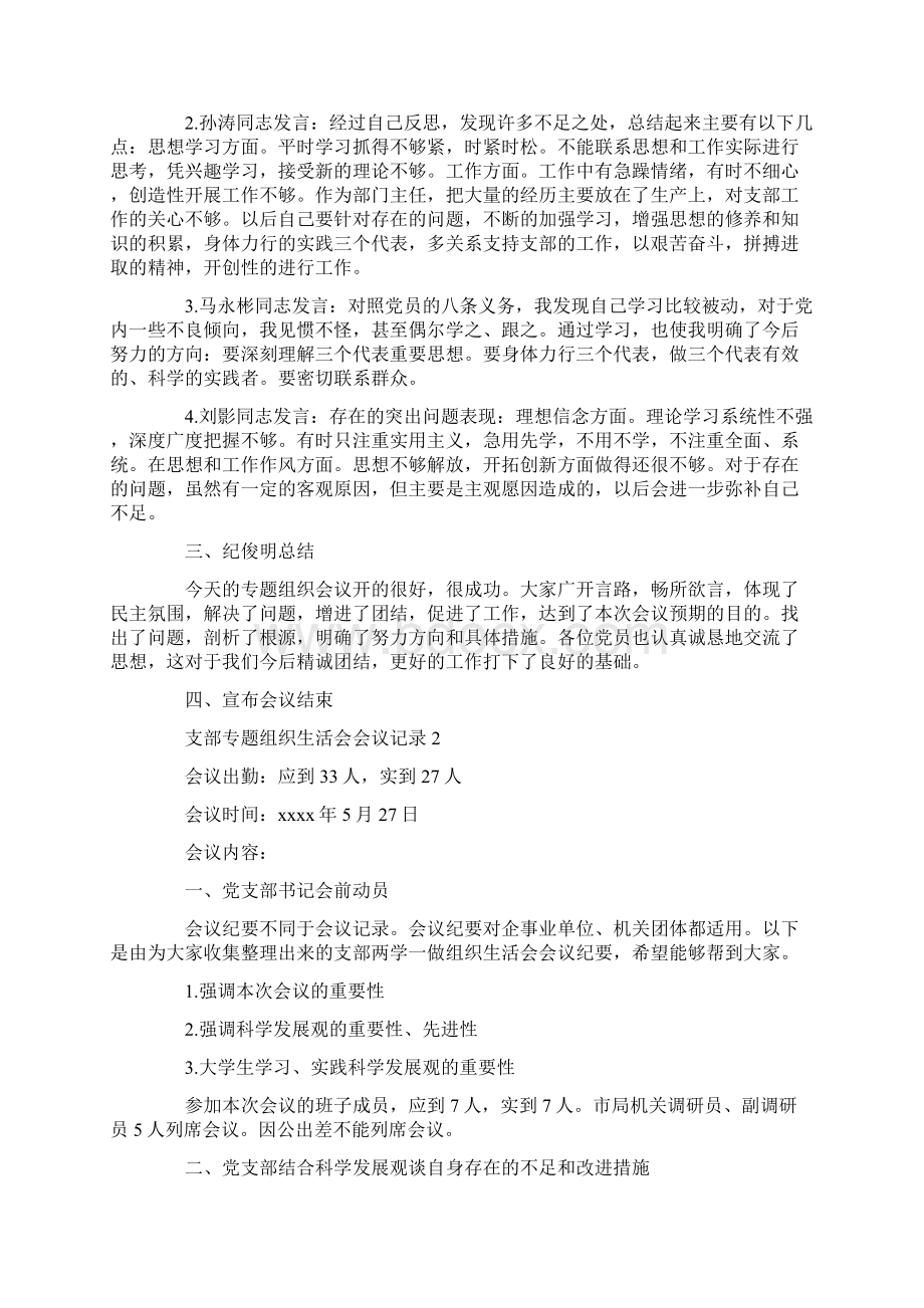 常用公文支部专题组织生活会会议记录.docx_第2页