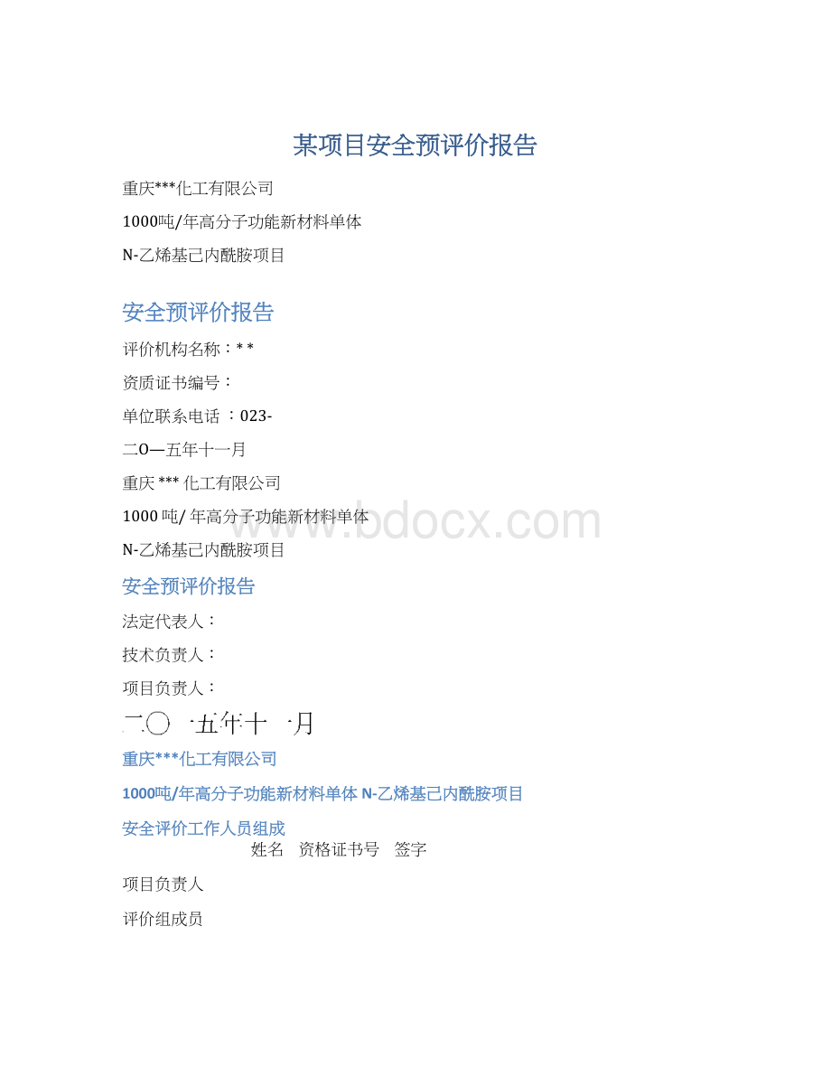 某项目安全预评价报告Word文档格式.docx