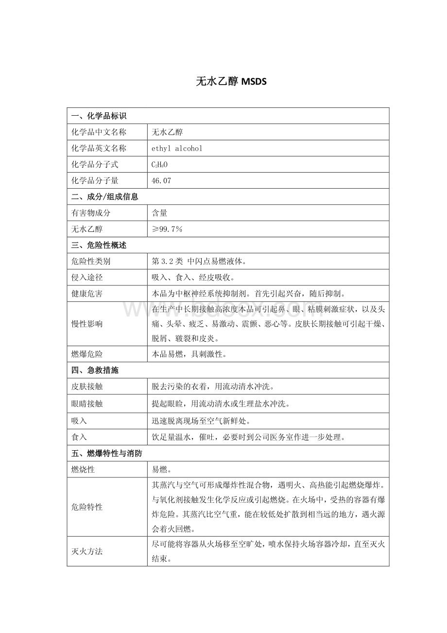 无水乙醇MSDS.pdf_第1页