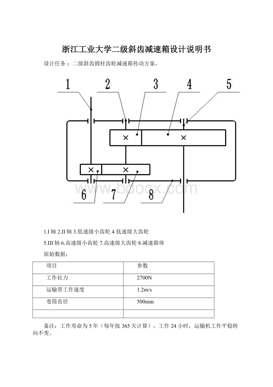 浙江工业大学二级斜齿减速箱设计说明书.docx_第1页