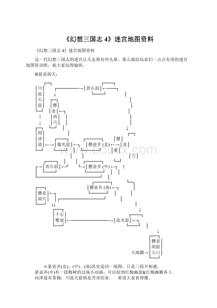 《幻想三国志4》迷宫地图资料.docx