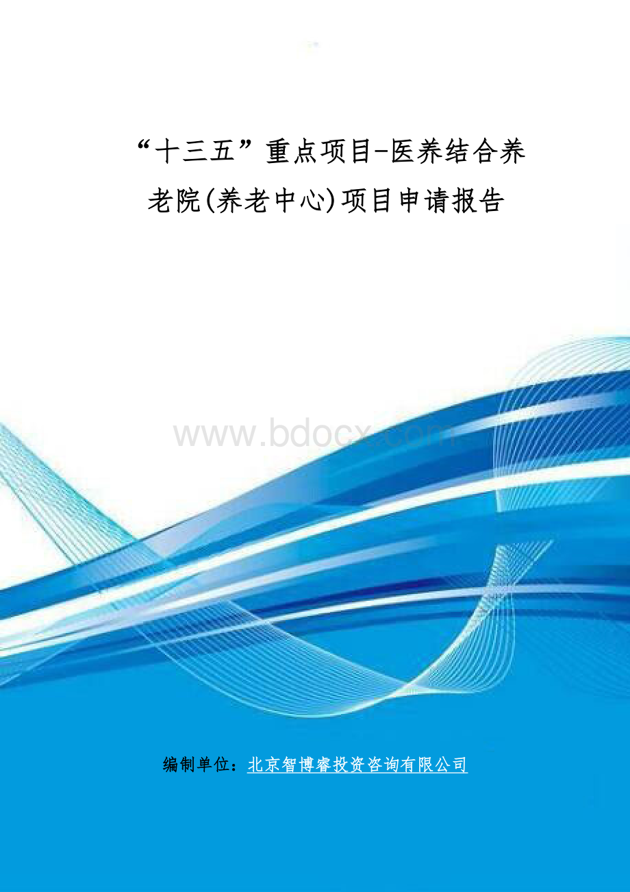 “十三五”重点项目-医养结合养老院养老中心项目申请报告_精品文档Word文档下载推荐.doc