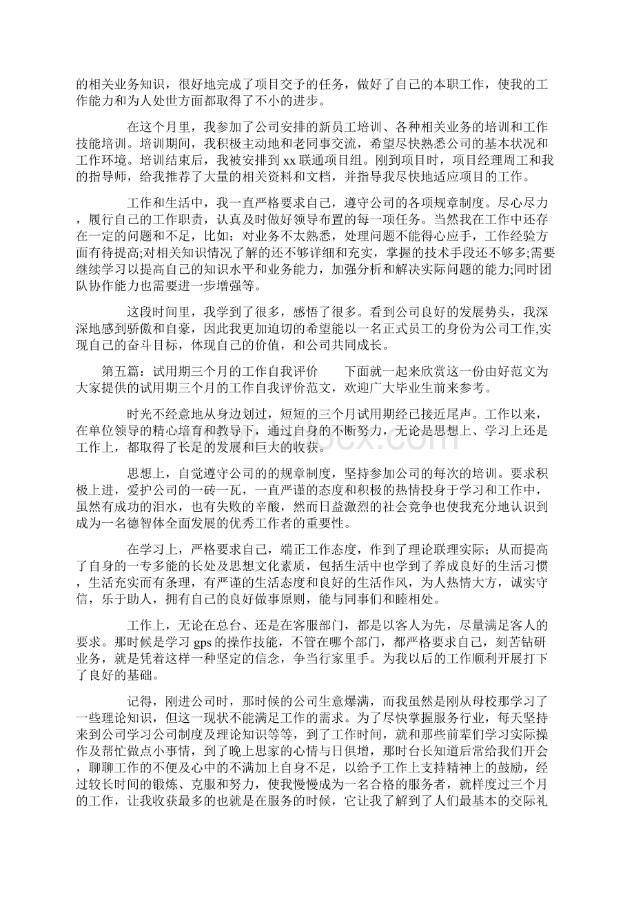 试用期工作自我评价精选多篇.docx_第3页