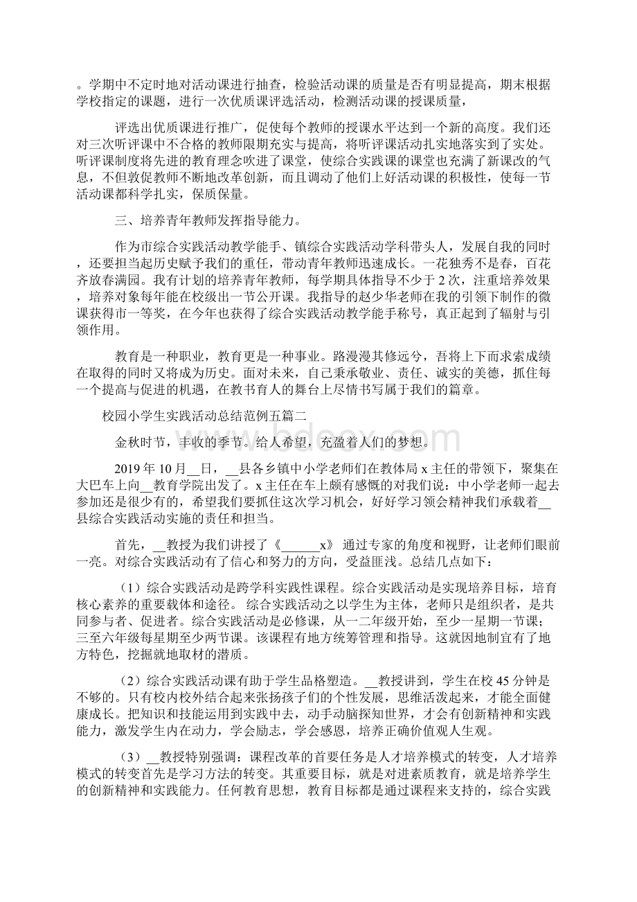 校园小学生实践活动总结范例五篇文档格式.docx_第2页