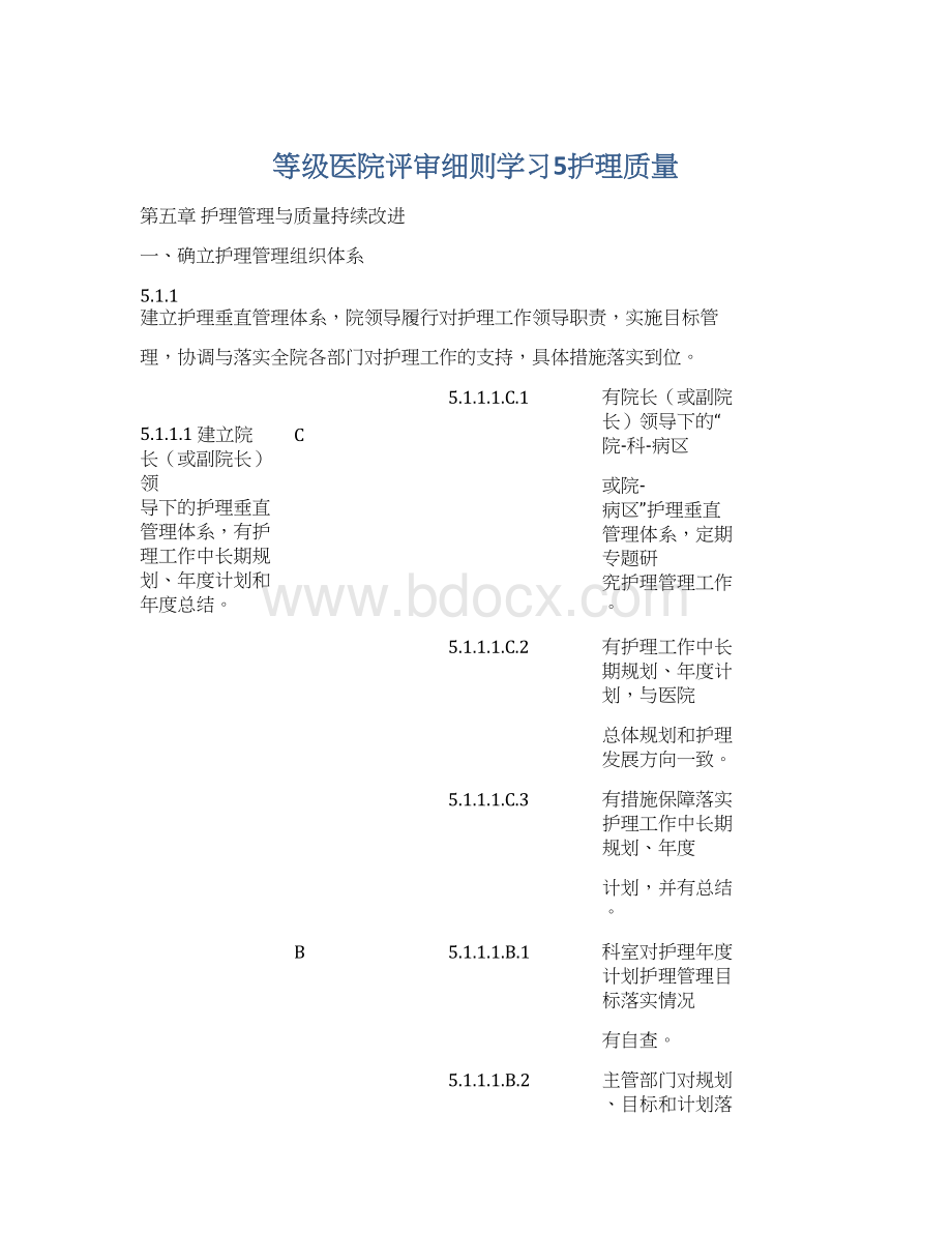 等级医院评审细则学习5护理质量.docx