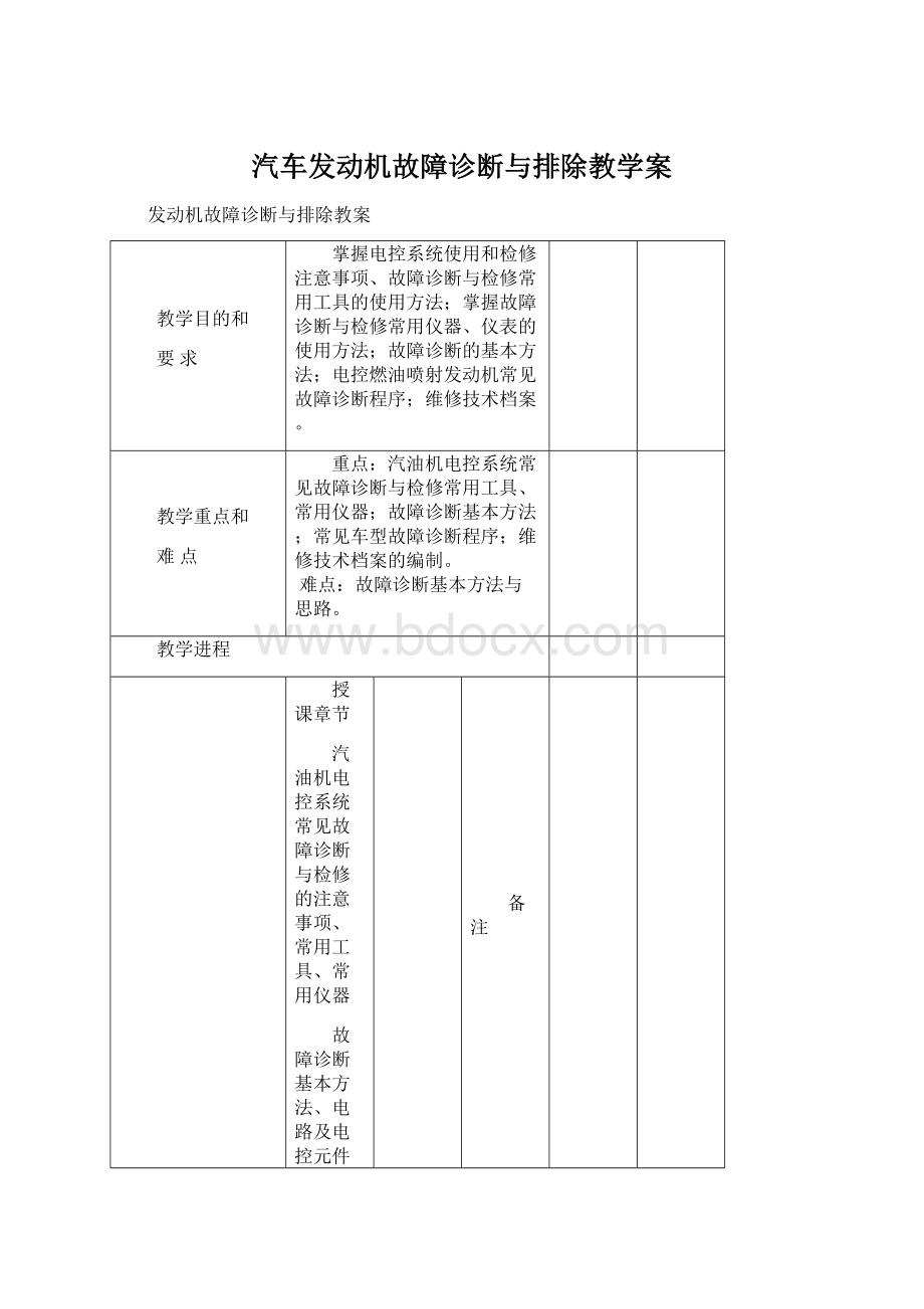 汽车发动机故障诊断与排除教学案文档格式.docx_第1页