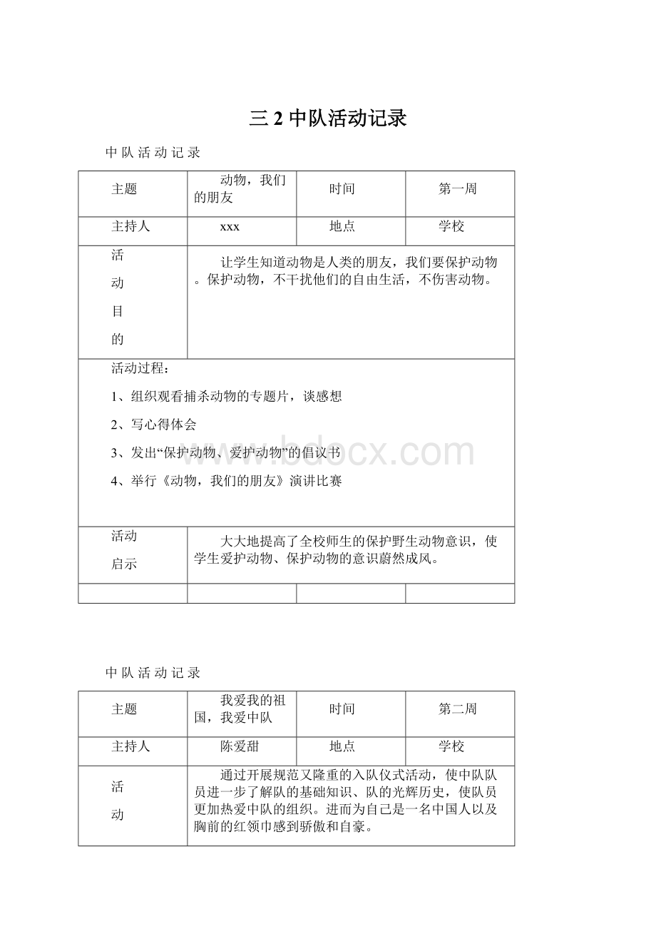 三2中队活动记录Word文档下载推荐.docx