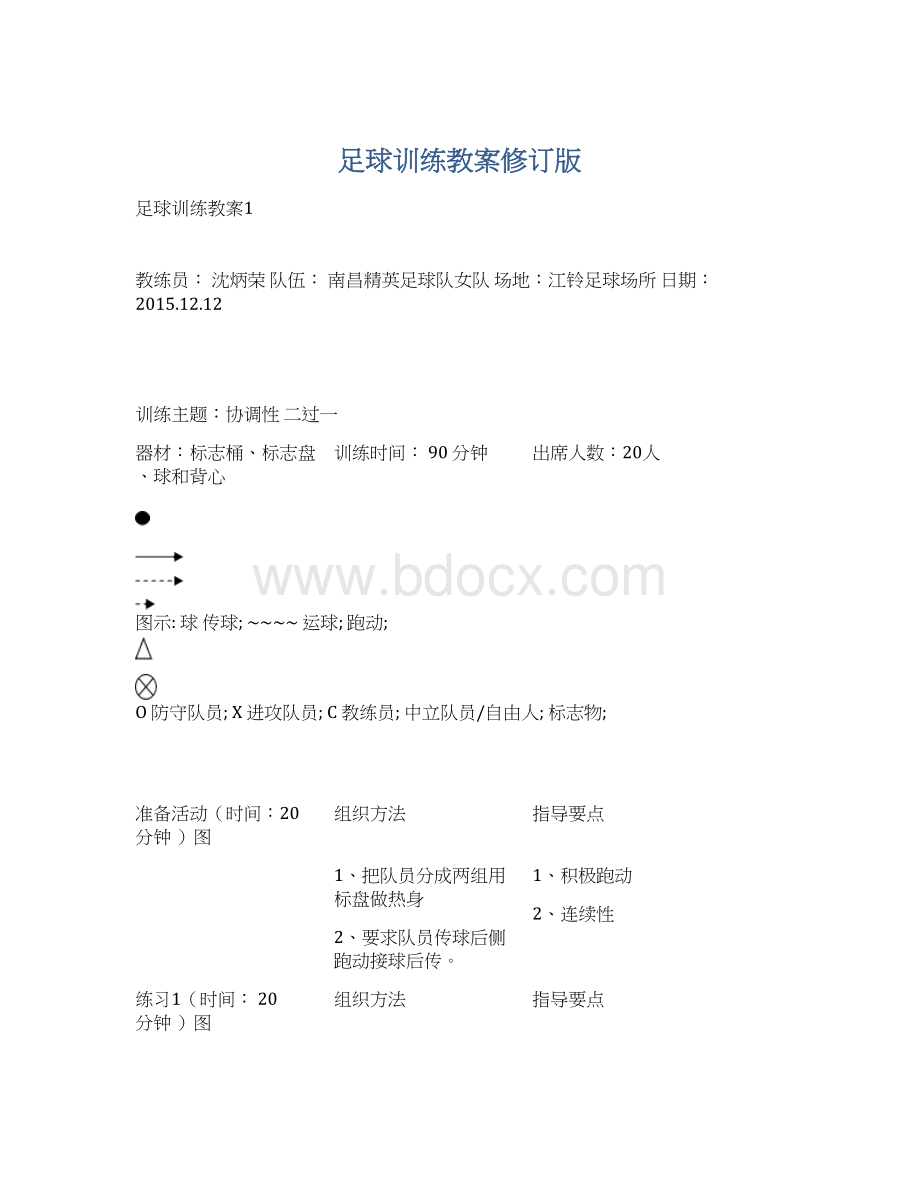 足球训练教案修订版.docx