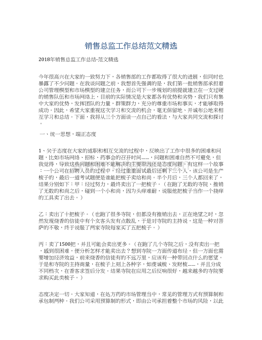 销售总监工作总结范文精选Word文档下载推荐.docx_第1页