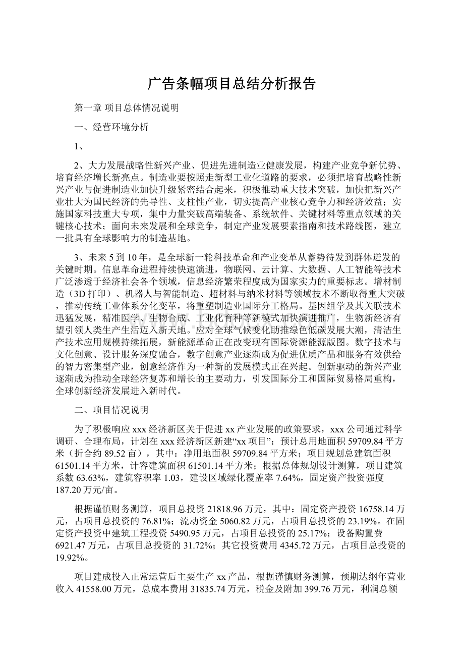 广告条幅项目总结分析报告Word文件下载.docx