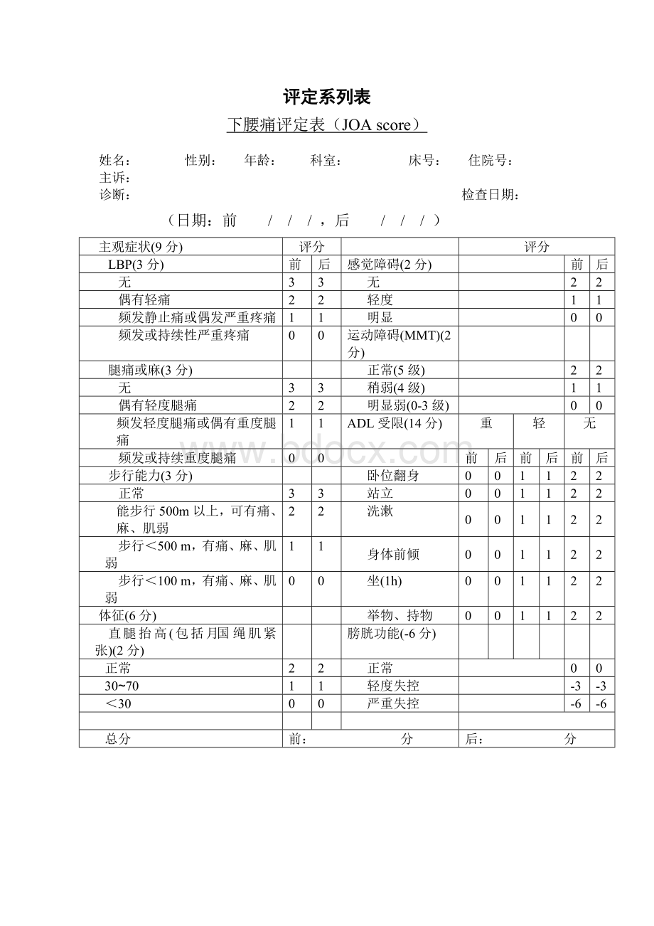 17-下腰痛评估表JOAVAPS_精品文档.doc