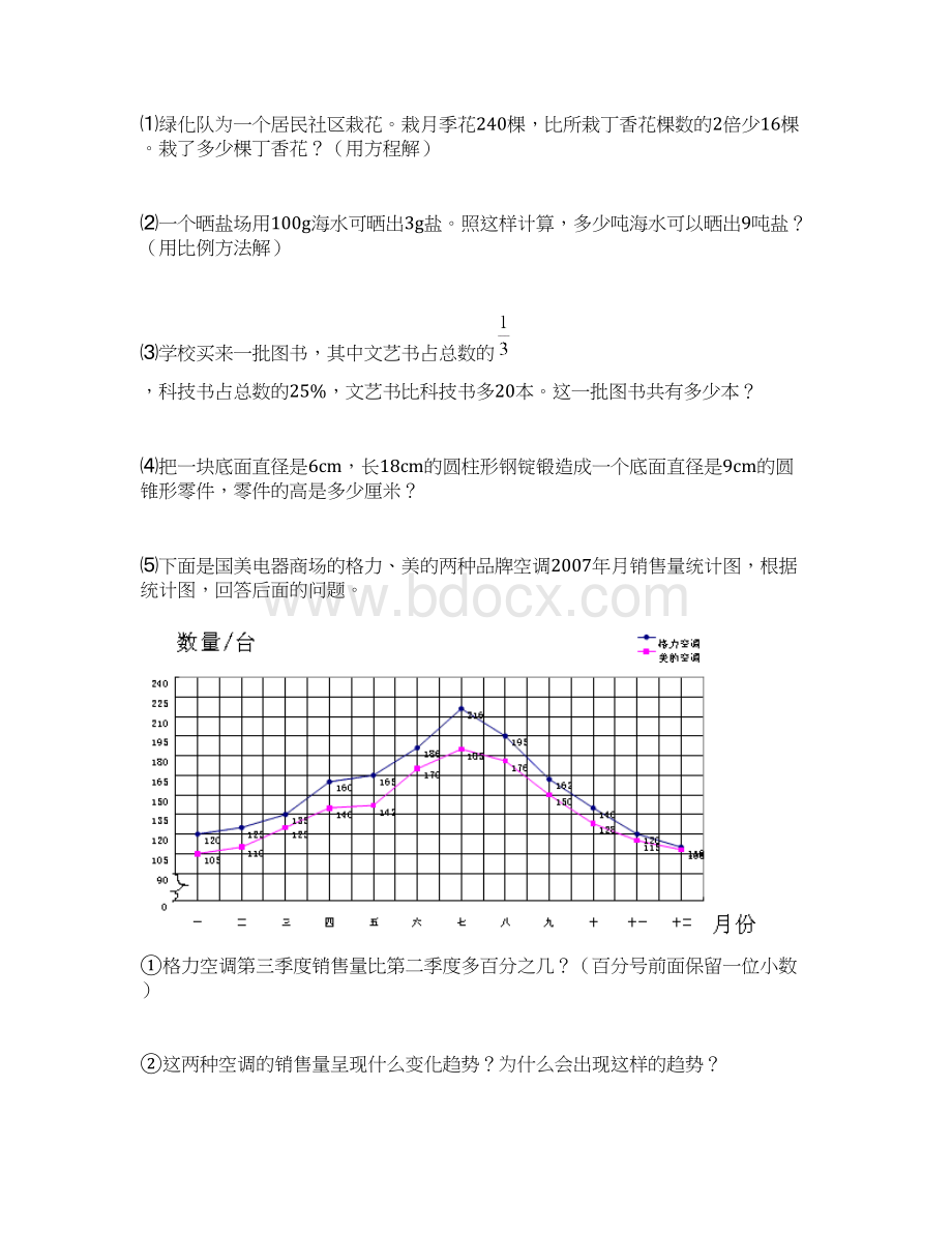 六年级解决问题练习题试题Word下载.docx_第2页