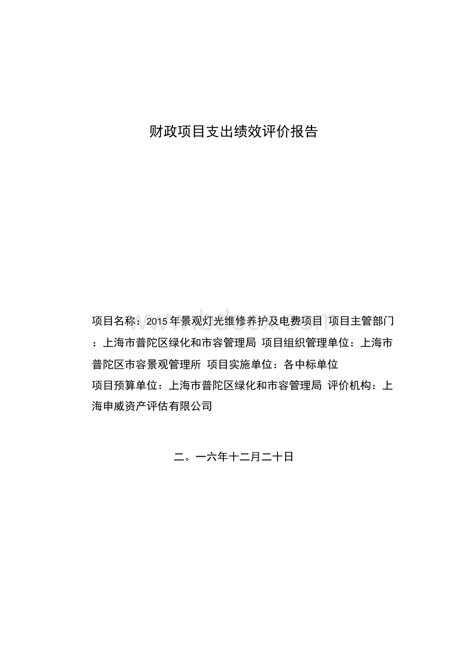 财政项目支出绩效评价报告Word下载.docx