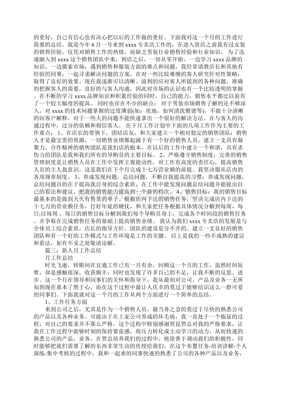 销售新人月工作总结Word文档下载推荐.docx_第3页