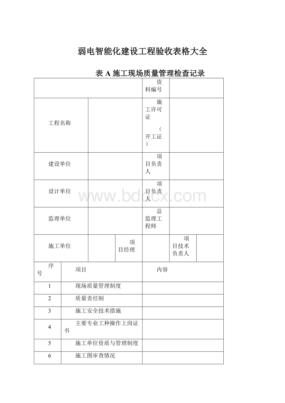 弱电智能化建设工程验收表格大全Word格式.docx