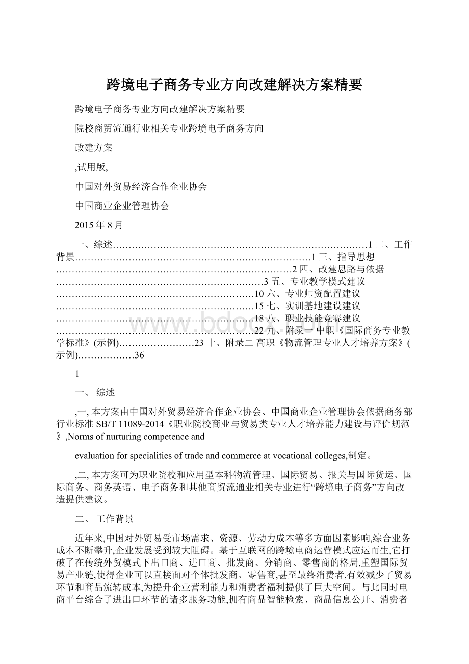 跨境电子商务专业方向改建解决方案精要.docx